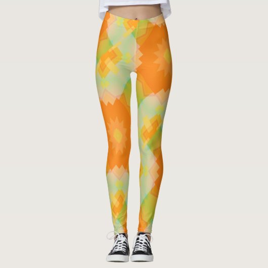 Sonnenblumengeometrisches Muster Leggings (Vorderseite)