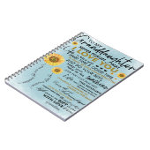 Sonnenblumengeschenk für meine Enkelin Notizblock (Linke Seite)