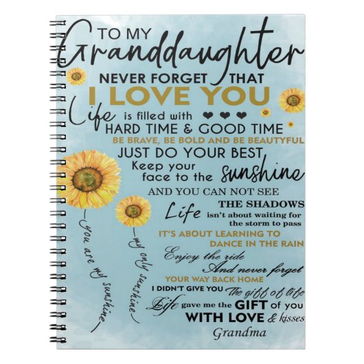 Sonnenblumengeschenk für meine Enkelin Notizblock (Vorderseite)