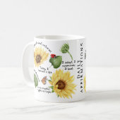 Sonnenblumengeschenk, positive Selbstversorgung Kaffeetasse (Vorderseite Links)
