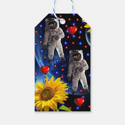 Sonnenblumengeschenk Tags Astronaut Geschenkanhänger (Vorderseite)