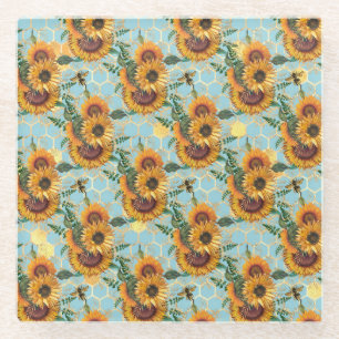 Sonnenblumengeschenke   Hell als Sonnenblume Glasuntersetzer