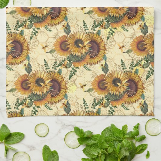 Sonnenblumengeschenke | Sonnenblumenumrundung Geschirrtuch (Gefaltet)