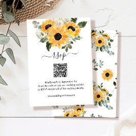 Sonnenblumengeschirr QR Code Hochzeit RSVP Begleitkarte