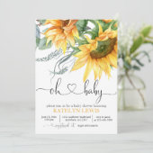 Sonnenblumengeschlechtsneutral-Baby-Dusche Einladung (Stehend Vorderseite)