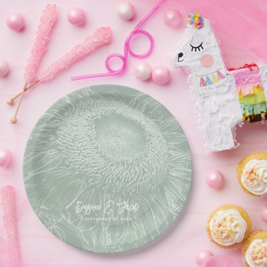 Sonnenblumengeschmack Weiße Blumen Kunst, Dichtung Pappteller (Party)