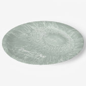 Sonnenblumengeschmack Weiße Blumen Kunst, Dichtung Pappteller (Schrägansicht)