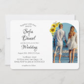 Sonnenblumengeschmückte Arkade mit elegantem Foto Einladung (Vorderseite)