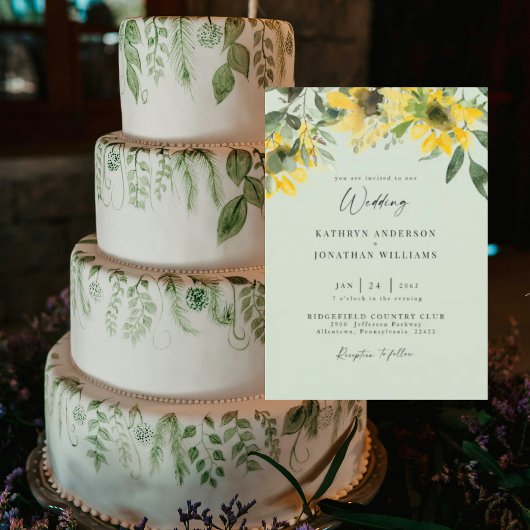 Sonnenblumengeschoss Elegante Hochzeit ohne Eltern Einladung