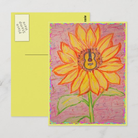 Sonnenblumengestein & -rollen postkarte (Vorne/Hinten)