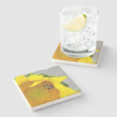 Sonnenblumengestein-Untersetzer Steinuntersetzer (Seitenansicht)