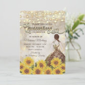 Sonnenblumengestelle String lights Glitzer Kleid Einladung (Stehend Vorderseite)