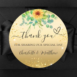 Sonnenblumengold Glitzer Vielen Dank für Ihre Hoch Runder Aufkleber