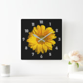 Sonnenblumengraue Fettzahl wc Quadratische Wanduhr (Zuhause)