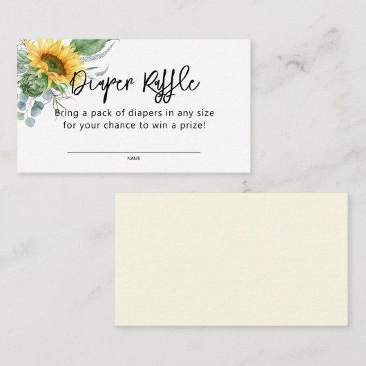 Sonnenblumengrün Babydusche Windelwanne Windelwann Begleitkarte (Vorne/Hinten)