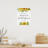Sonnenblumengrün Brautparty Begrüßungszeichen Poster (Küche)