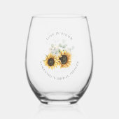 Sonnenblumengrün Brautparty Weinglas Ohne Stiel (Rückseite)