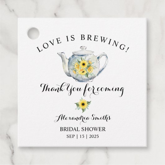 Sonnenblumengrün Danke für die Teedusche Geschenkanhänger (Vorderseite)