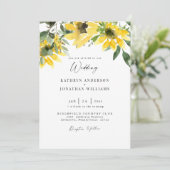 Sonnenblumengrün Elegant Hochzeit Keine Eltern Einladung (Stehend Vorderseite)