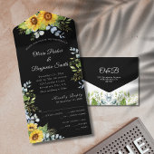Sonnenblumengrün Foliage Schwarz-weiß Hochzeit All In One Einladung
