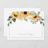 Sonnenblumengrün Personalisierter Name Mitteilungskarte (Vorne/Hinten)