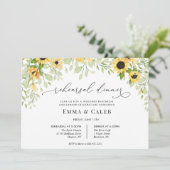 Sonnenblumengrün Probe Abendessen Einladung (Stehend Vorderseite)