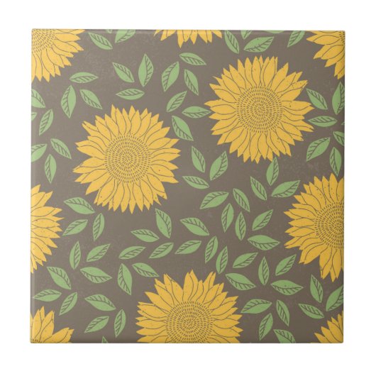Sonnenblumengrün Verlasse Hübsche Blume Natürliche Fliese (Vorderseite)