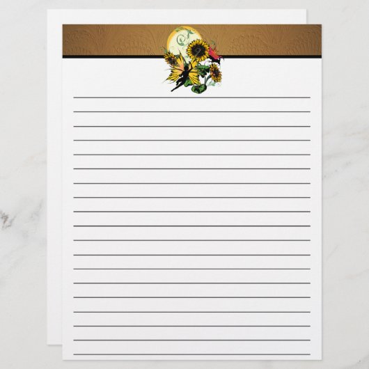 Sonnenblumenhain und Kosmische Katze Briefbogen (Vorne/Hinten)