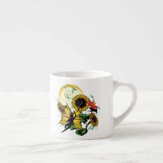 Sonnenblumenhain und Kosmische Katze Espressotasse