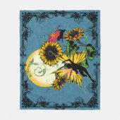 Sonnenblumenhain und Kosmische Katze Fleecedecke (Vorderseite)