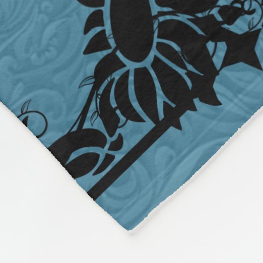 Sonnenblumenhain und Kosmische Katze Fleecedecke (Ecke)