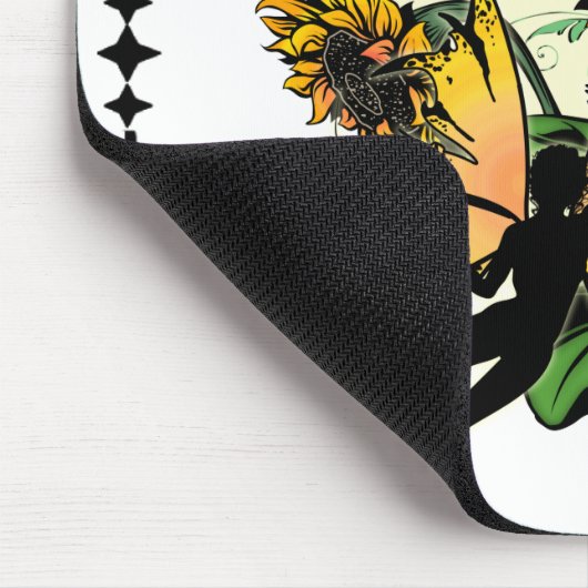 Sonnenblumenhain und Kosmische Katze Mousepad (Ecke)