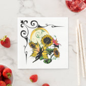 Sonnenblumenhain und Kosmische Katze Serviette (Beispiel)