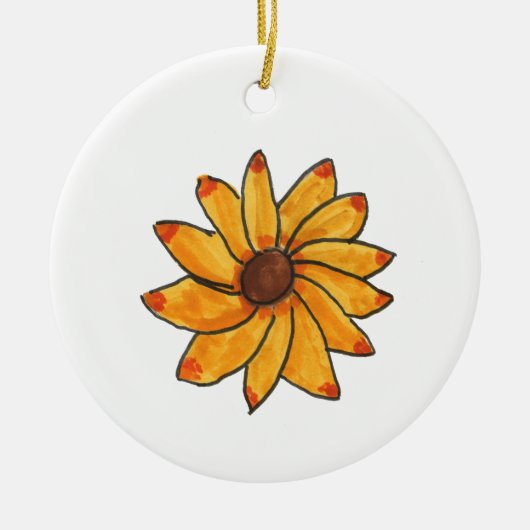 Sonnenblumenhandgezeichnete Farbe Gelb Keramik Ornament (Vorne)