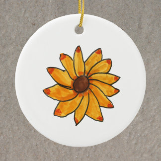 Sonnenblumenhandgezeichnete Farbe Gelb Keramik Ornament