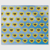 Sonnenblumenherz Abstrakt auf Sky Geschenkpapier (Flach)