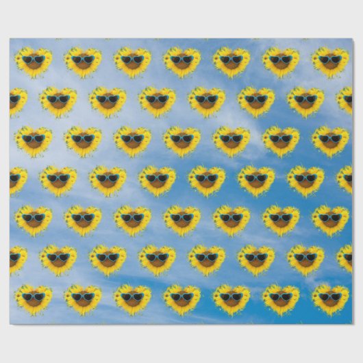 Sonnenblumenherz Abstrakt auf Sky Geschenkpapier (Flach)