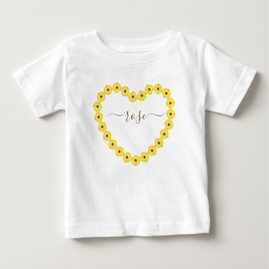 Sonnenblumenherz mit Individuelle Name Baby T - Sh Baby T-shirt (Vorderseite)
