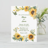 Sonnenblumenherz: Personalisierte Einladung zur Ho (Stehend Vorderseite)