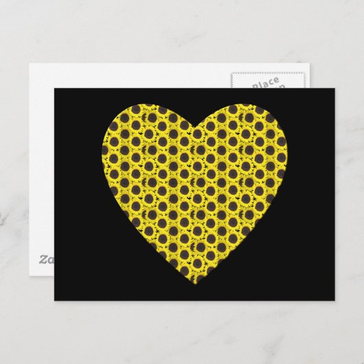 Sonnenblumenherz Postkarte (Vorne/Hinten)