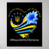 Sonnenblumenherz Ukrainische Fahne steht freundlic Poster (Vorne)