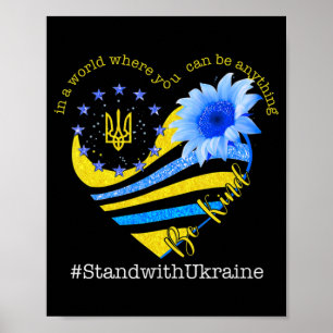 Sonnenblumenherz Ukrainische Fahne steht freundlic Poster