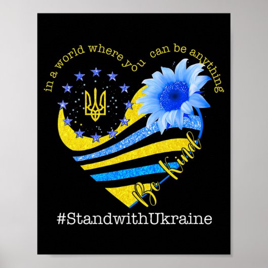 Sonnenblumenherz Ukrainische Fahne steht freundlic Poster (Vorne)