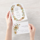 Sonnenblumenhochzeit All In One Einladung (Abreißen)