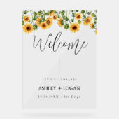 Sonnenblumenhochzeit Begrüßungszeichen Acrylschild (Vorderseite)