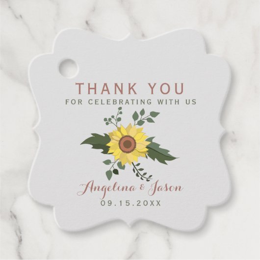 Sonnenblumenhochzeit Danke Geschenkanhänger (Vorderseite)