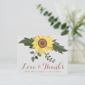 Sonnenblumenhochzeit Danke Postkarte (Stehend Vorderseite)