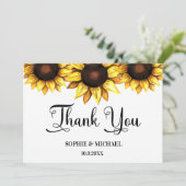 Sonnenblumenhochzeit Dankeskarte (Stehend Vorderseite)