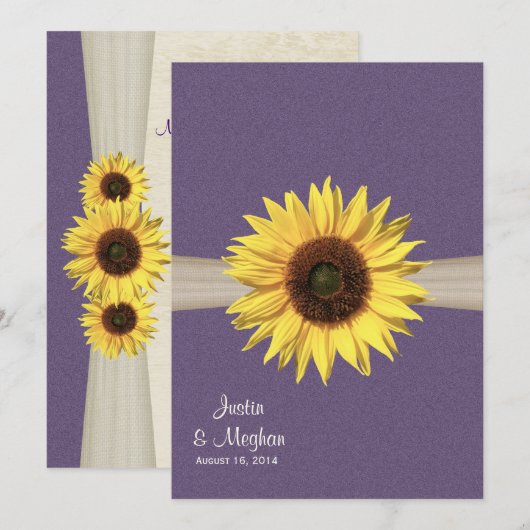 Sonnenblumenhochzeit Einladung (Vorne/Hinten)