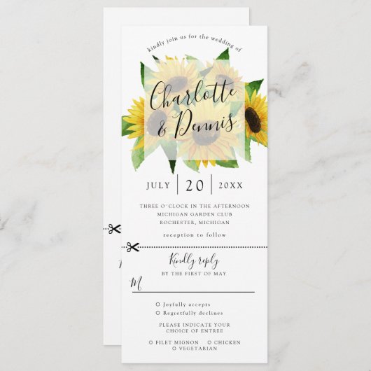 Sonnenblumenhochzeit Einladung w uAwg gehängt (Vorne/Hinten)